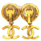 Chanel Earrings Gold CC Logo — view 2