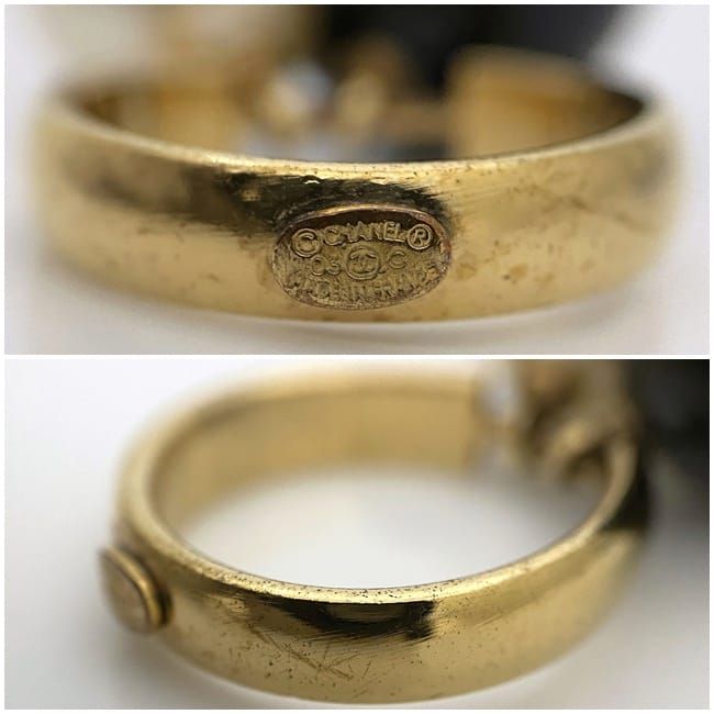 Chanel Pearl Ring Gold White Black — view 6