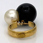 Chanel Pearl Ring Gold White Black — view 2