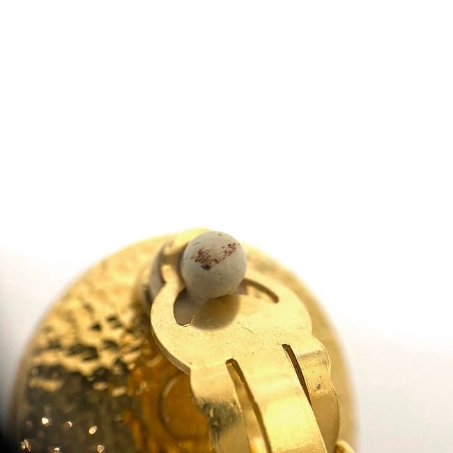 Chanel Earrings Gold Pearl White Logo — view 8