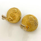 Chanel Earrings Gold Pearl White Logo — view 4