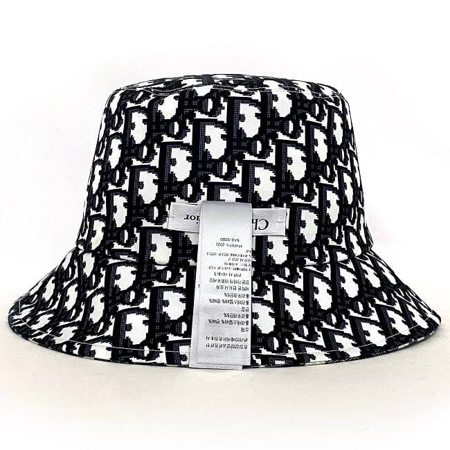 Dior Baquet White Navy Check Oak Hat — view 7
