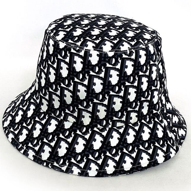 Dior Baquet White Navy Check Oak Hat — view 6