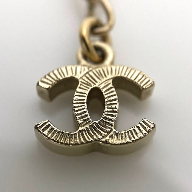 Chanel Necklace Gold CC Logo Faux Pearl — view 6
