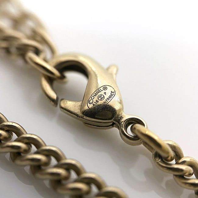Chanel Necklace Gold CC Logo Faux Pearl — view 7