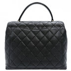 Chanel Handbag Quilted CC Logo Turnlock Top Handle Caviar Leather Black Gold — view 2