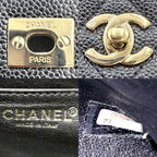 Chanel Handbag Quilted CC Logo Turnlock Top Handle Caviar Leather Black Gold — view 5