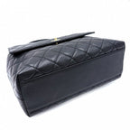 Chanel Handbag Quilted CC Logo Turnlock Top Handle Caviar Leather Black Gold — view 3