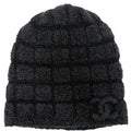 Chanel Knit Cap CC Logo Beanie Cap Hat Cashmere Silk Polyamide Black