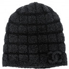 Chanel Knit Cap CC Logo Beanie Cap Hat Cashmere Silk Polyamide Black