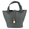 Hermes Handbag Picotin Lock MM Dark Green Taurillon Clemence Veil Mangalore Gold