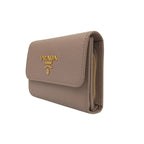 Prada Trifold Wallet Beige Saffiano Leather Gold — view 2