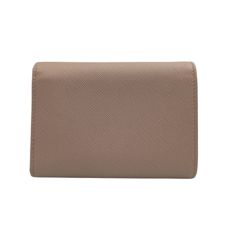 Prada Trifold Wallet Beige Saffiano Leather Gold — view 3