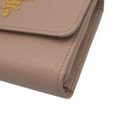 Prada Trifold Wallet Beige Saffiano Leather Gold — view 5