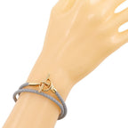 Hermes Glenan Double Tour Leather Gold Plated Gray Bracelet — view 2
