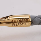 Hermes Glenan Double Tour Leather Gold Plated Gray Bracelet — view 9
