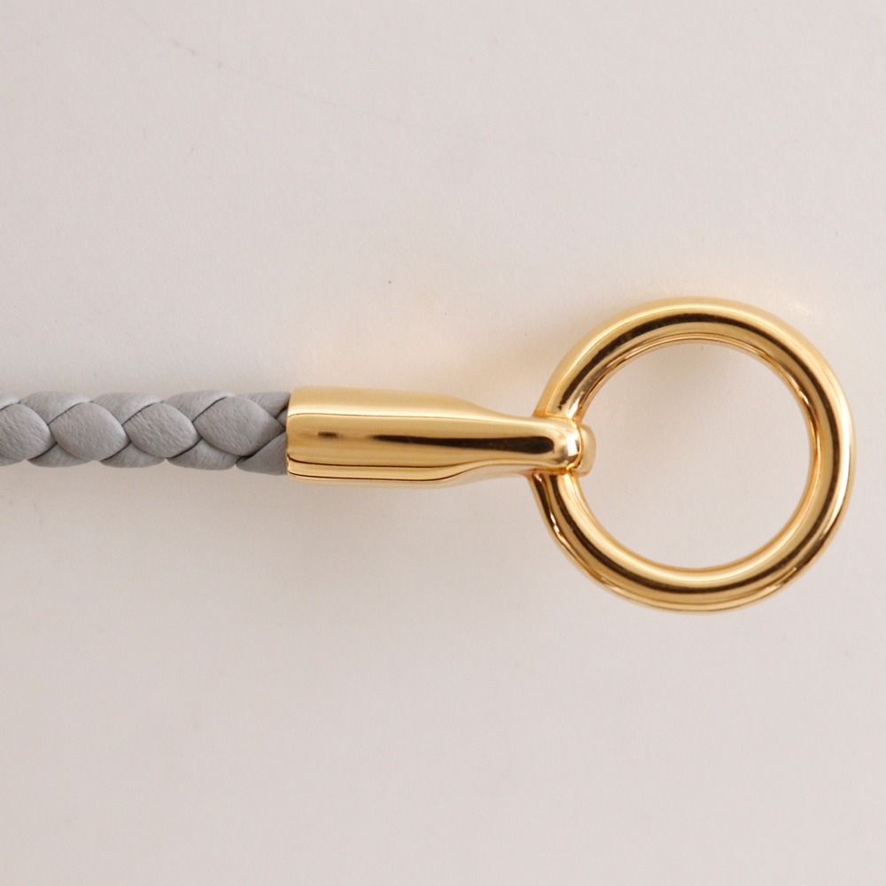 Hermes Glenan Double Tour Leather Gold Plated Gray Bracelet — view 6