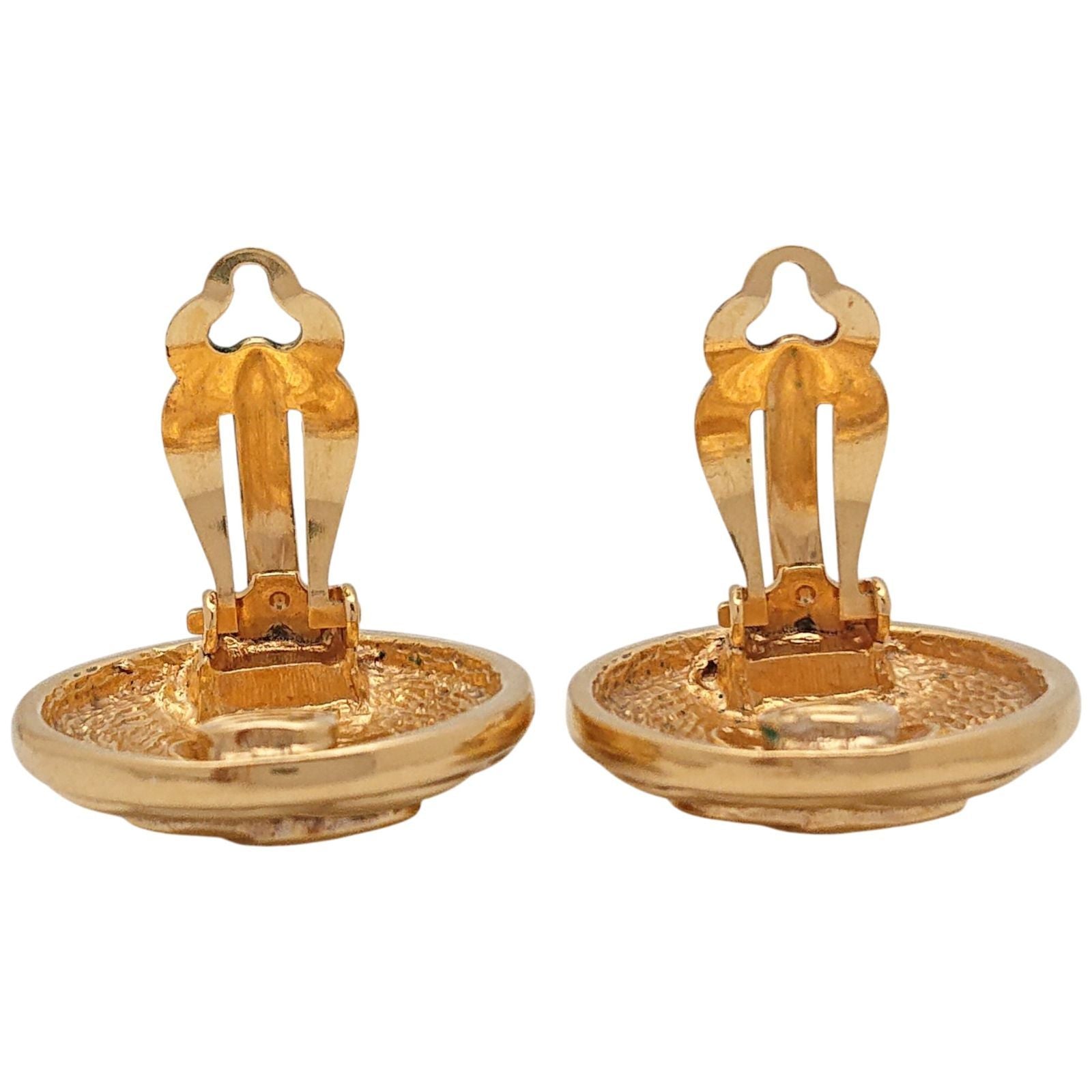 Chanel Vintage Quilted CC Logo Round Gold Earrings — view 6