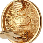 Chanel Vintage Quilted CC Logo Round Gold Earrings — view 9