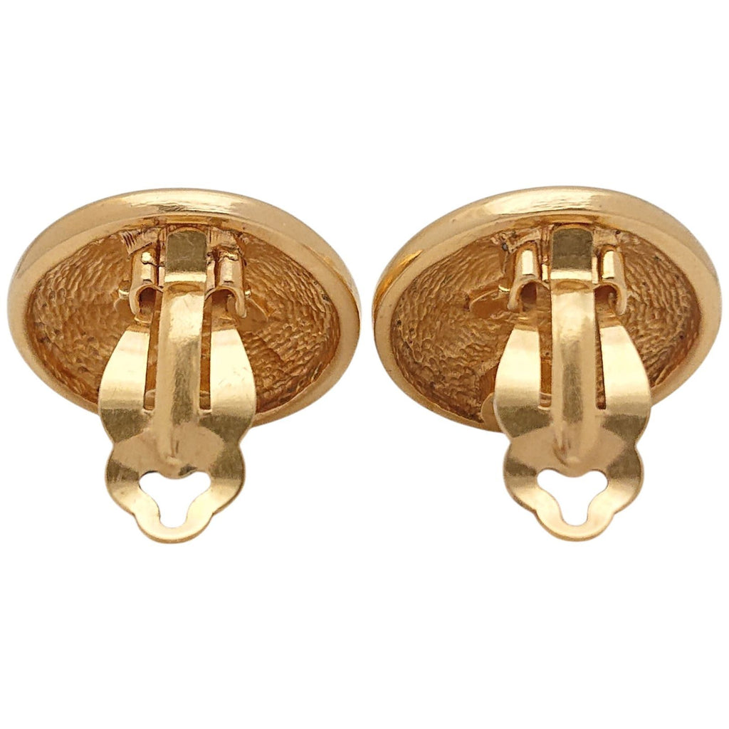 Chanel Vintage Quilted CC Logo Round Gold Earrings — view 5