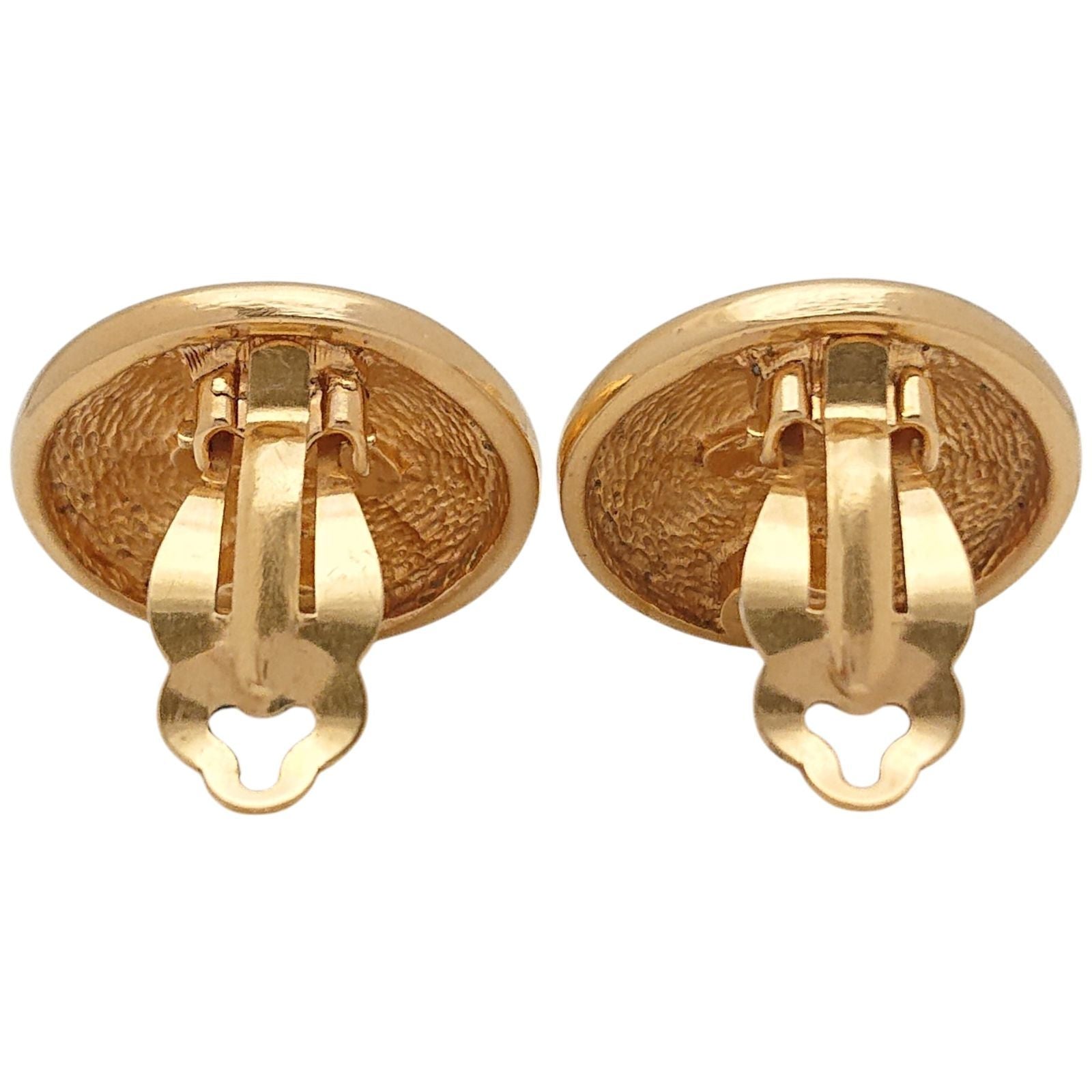 Chanel Vintage Quilted CC Logo Round Gold Earrings — view 5