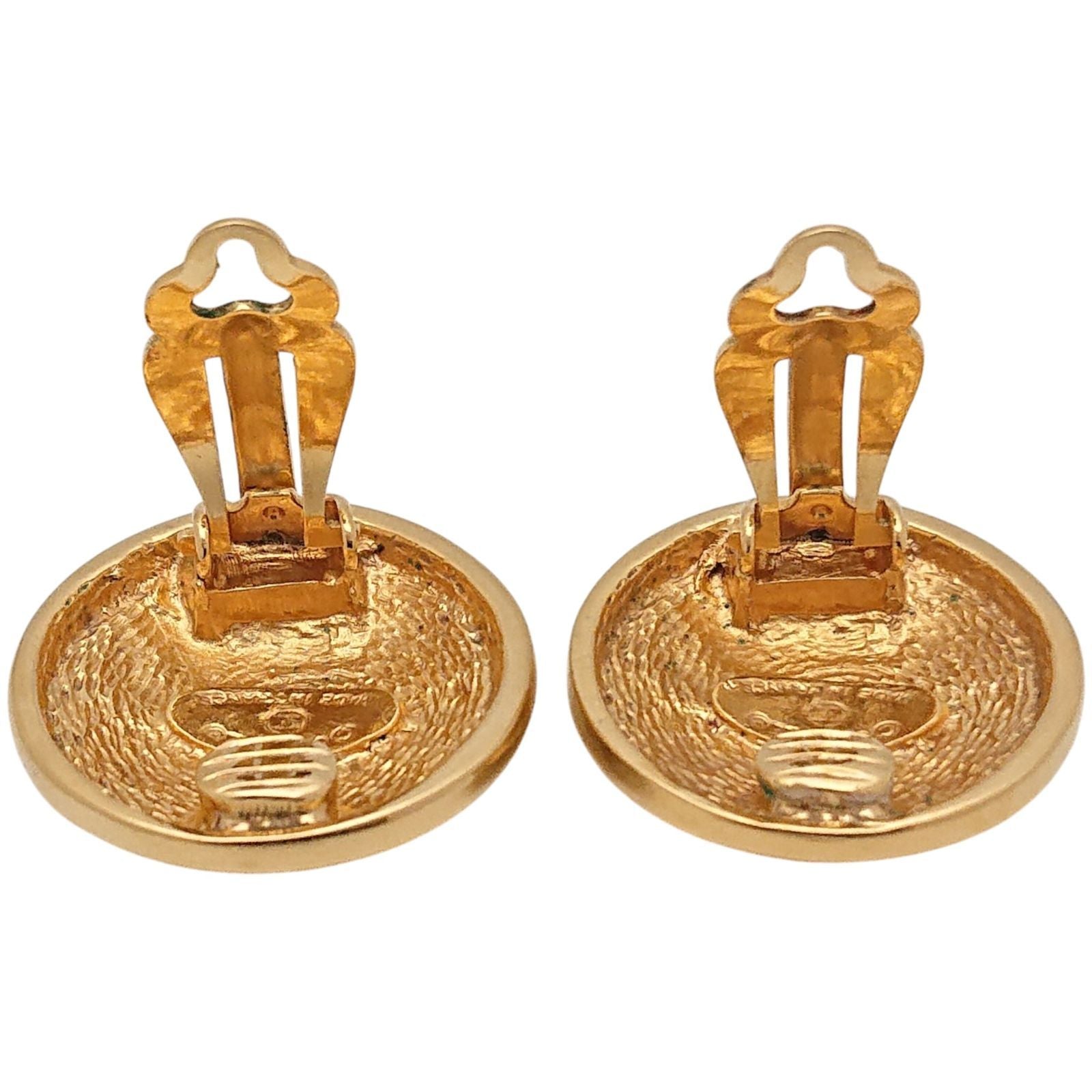 Chanel Vintage Quilted CC Logo Round Gold Earrings — view 7