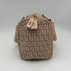 Fendi Boston Bag Zucchino Mini Canvas Leather Beige — view 5