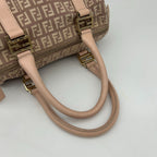 Fendi Boston Bag Zucchino Mini Canvas Leather Beige — view 6