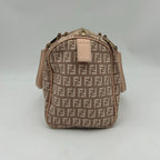 Fendi Boston Bag Zucchino Mini Canvas Leather Beige — view 4