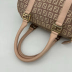 Fendi Boston Bag Zucchino Mini Canvas Leather Beige — view 7