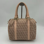 Fendi Boston Bag Zucchino Mini Canvas Leather Beige — view 3