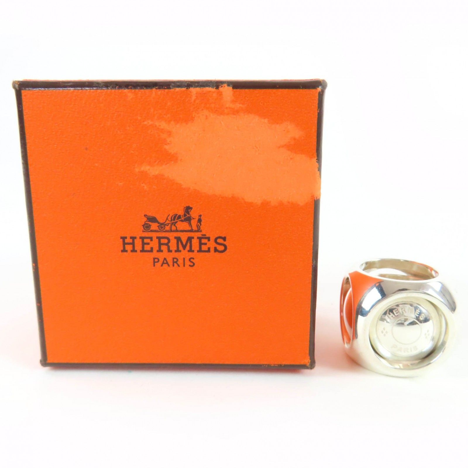 Hermes Vintage Extra Wide Series Ring Cube Silver — view 2