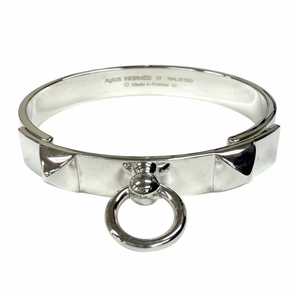 Hermes Collier de Chien Bracelet ST Bangle Silver
