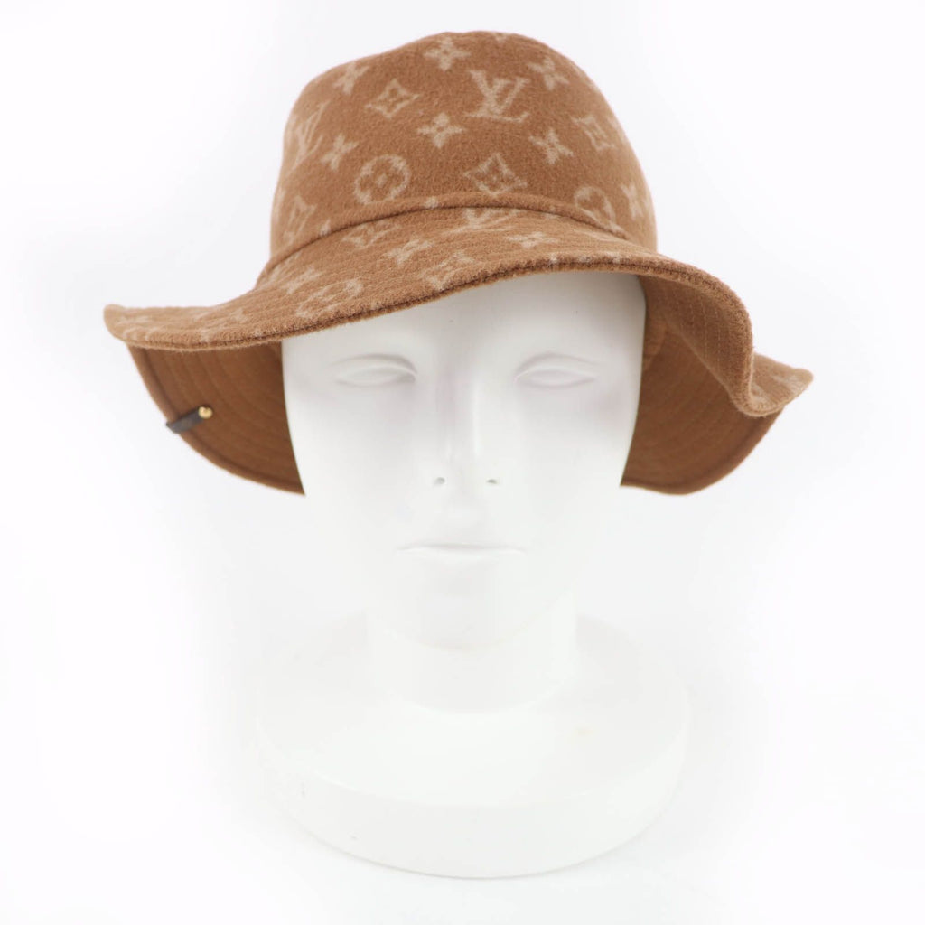 Louis Vuitton Carry on Wool Monogram Pattern Reversible Bucket Hat Brown — view 3