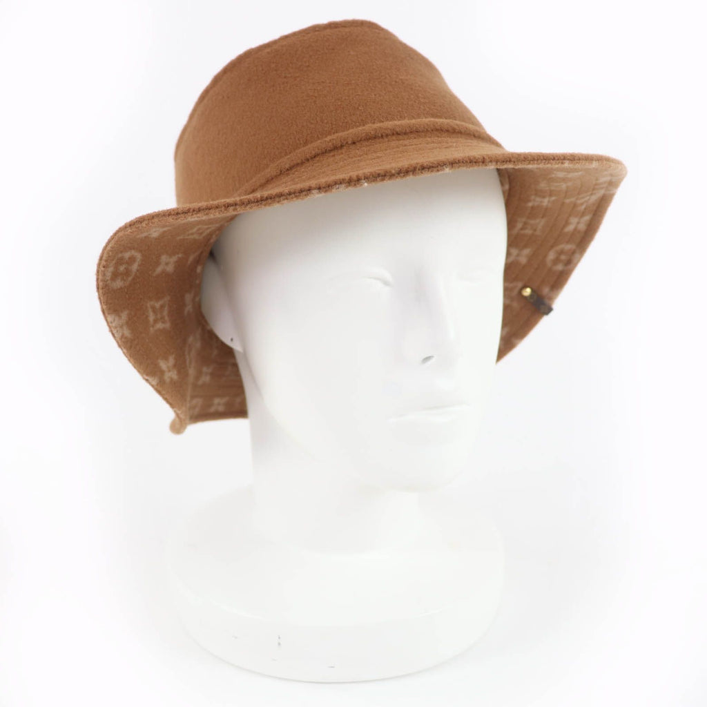 Louis Vuitton Carry on Wool Monogram Pattern Reversible Bucket Hat Brown — view 2