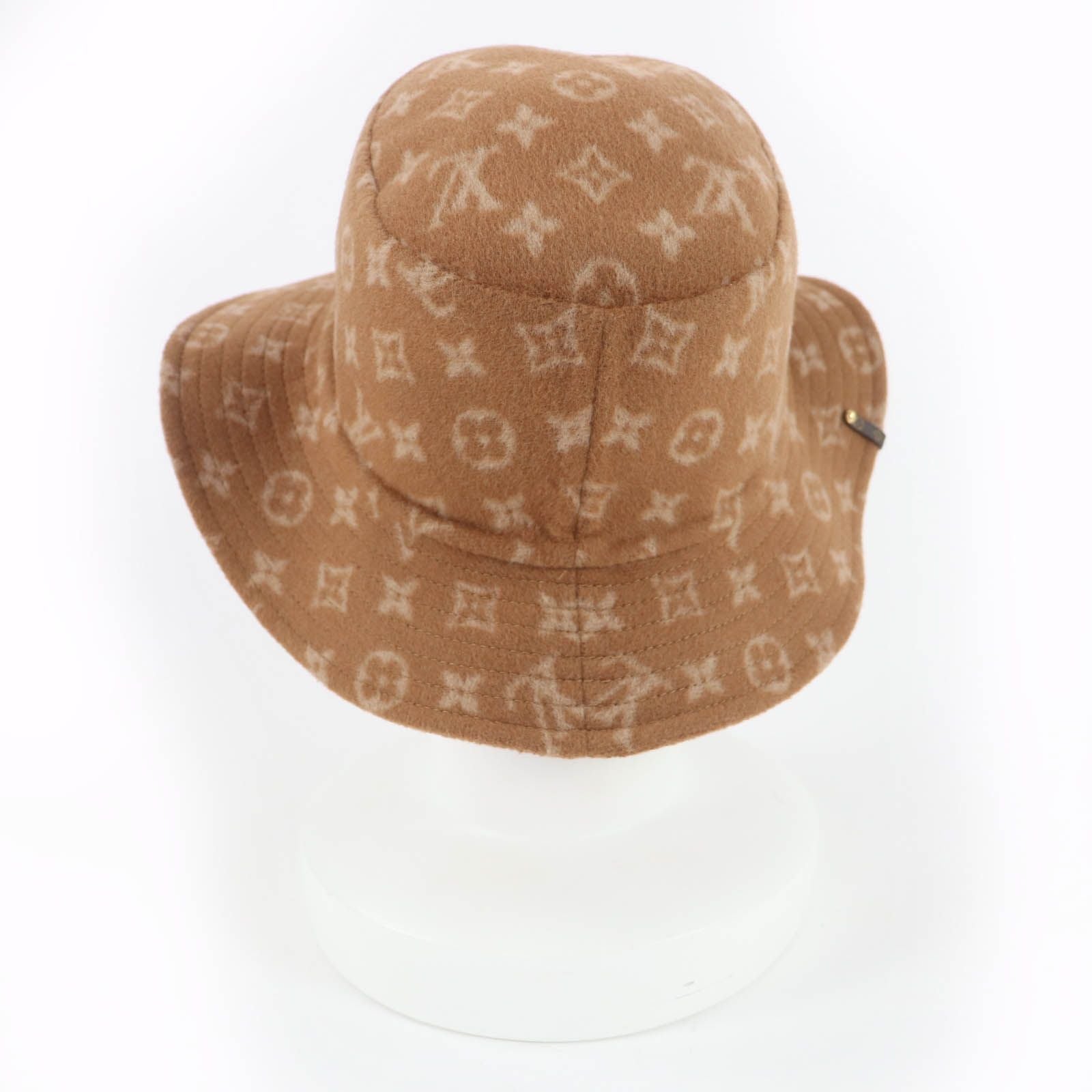 Louis Vuitton Carry on Wool Monogram Pattern Reversible Bucket Hat Brown — view 5