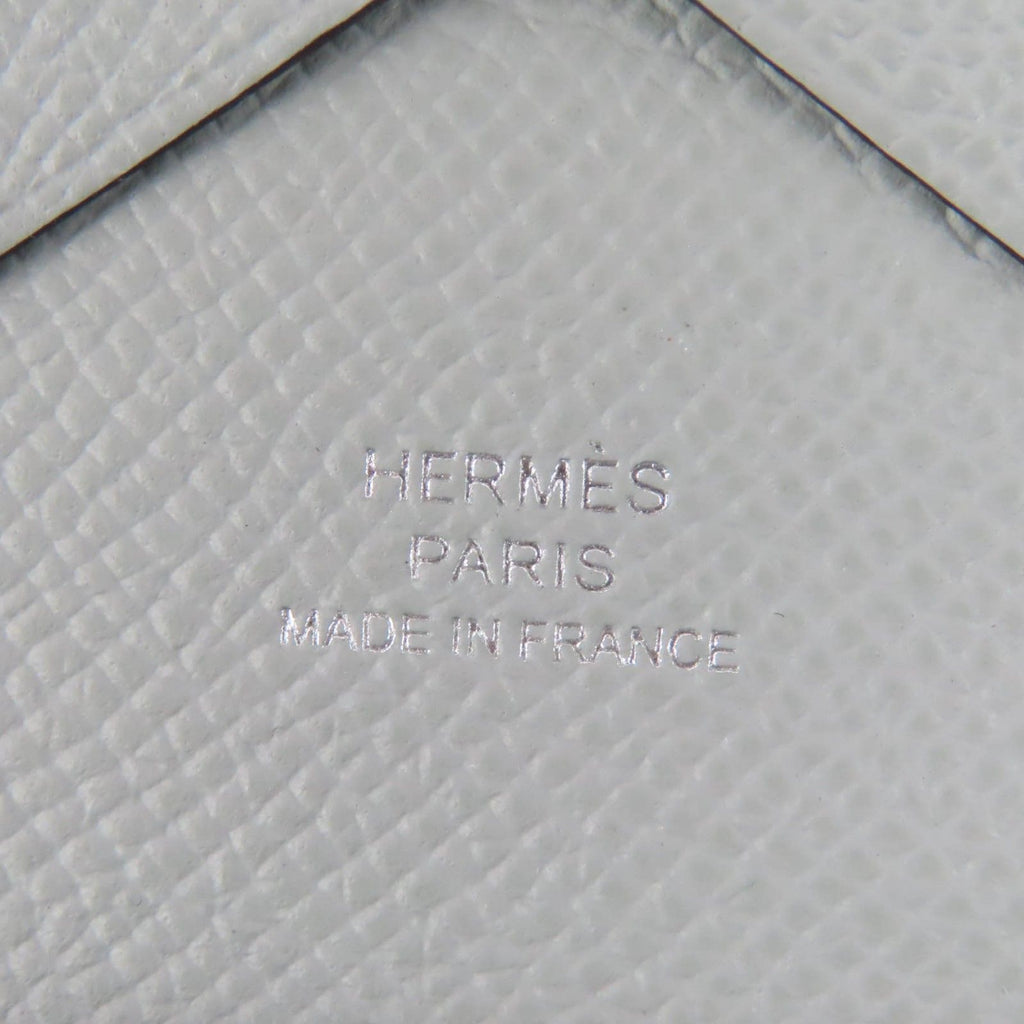 Hermes Calvi Duo Veau Epsom Gris Perle Silver Series Coin Case — view 8
