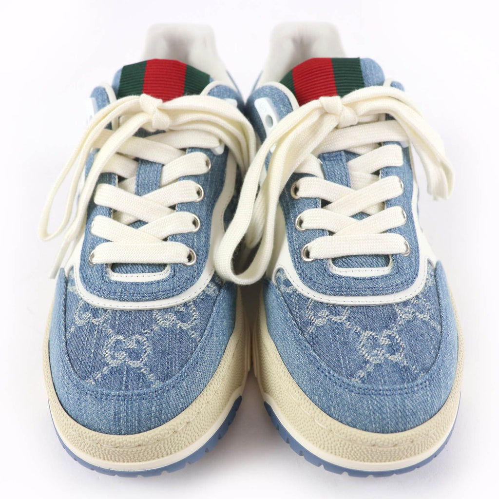 Gucci Reweb Leather GG Denim Low Cut Sneakers Indigo Blue White — view 4