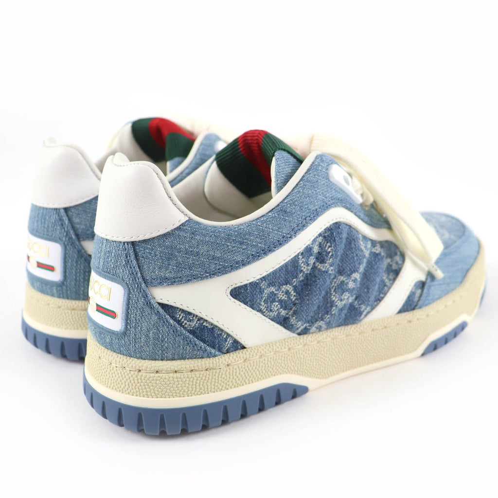 Gucci Reweb Leather GG Denim Low Cut Sneakers Indigo Blue White — view 3