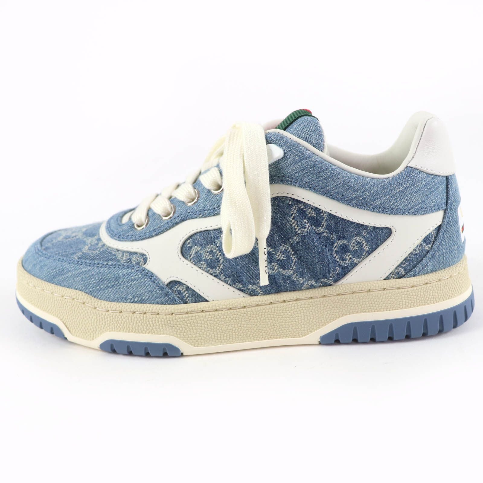 Gucci Reweb Leather GG Denim Low Cut Sneakers Indigo Blue White — view 5