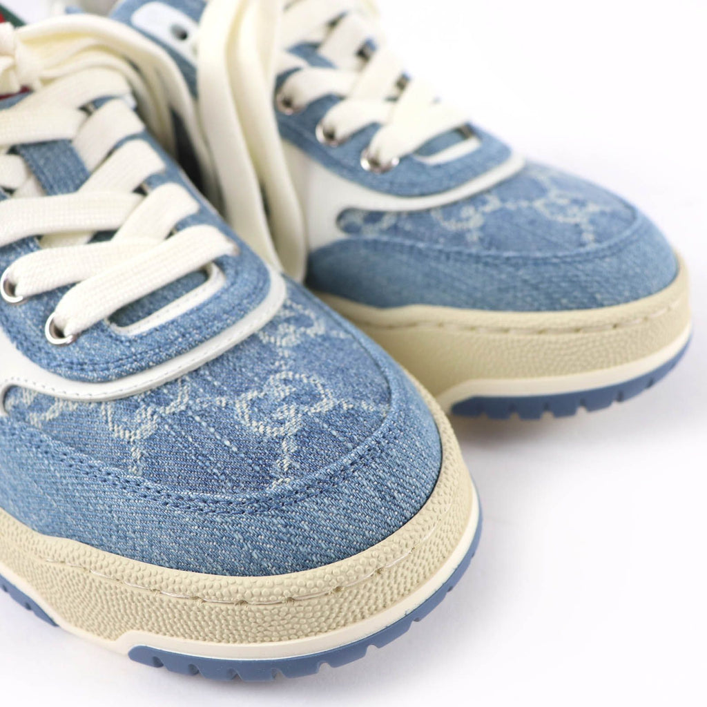 Gucci Reweb Leather GG Denim Low Cut Sneakers Indigo Blue White — view 8
