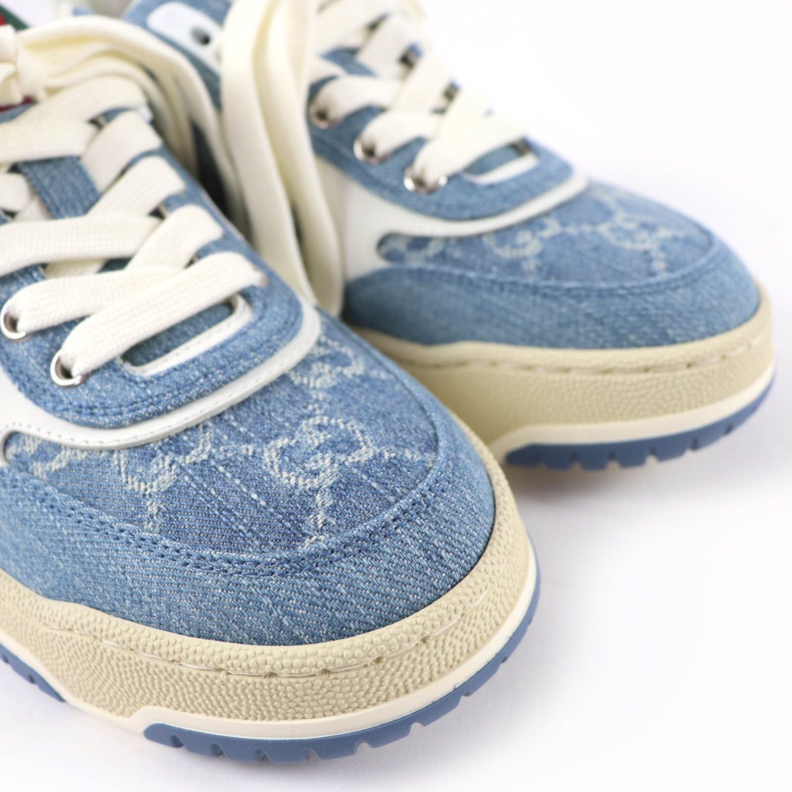 Gucci Reweb Leather GG Denim Low Cut Sneakers Indigo Blue White — view 8