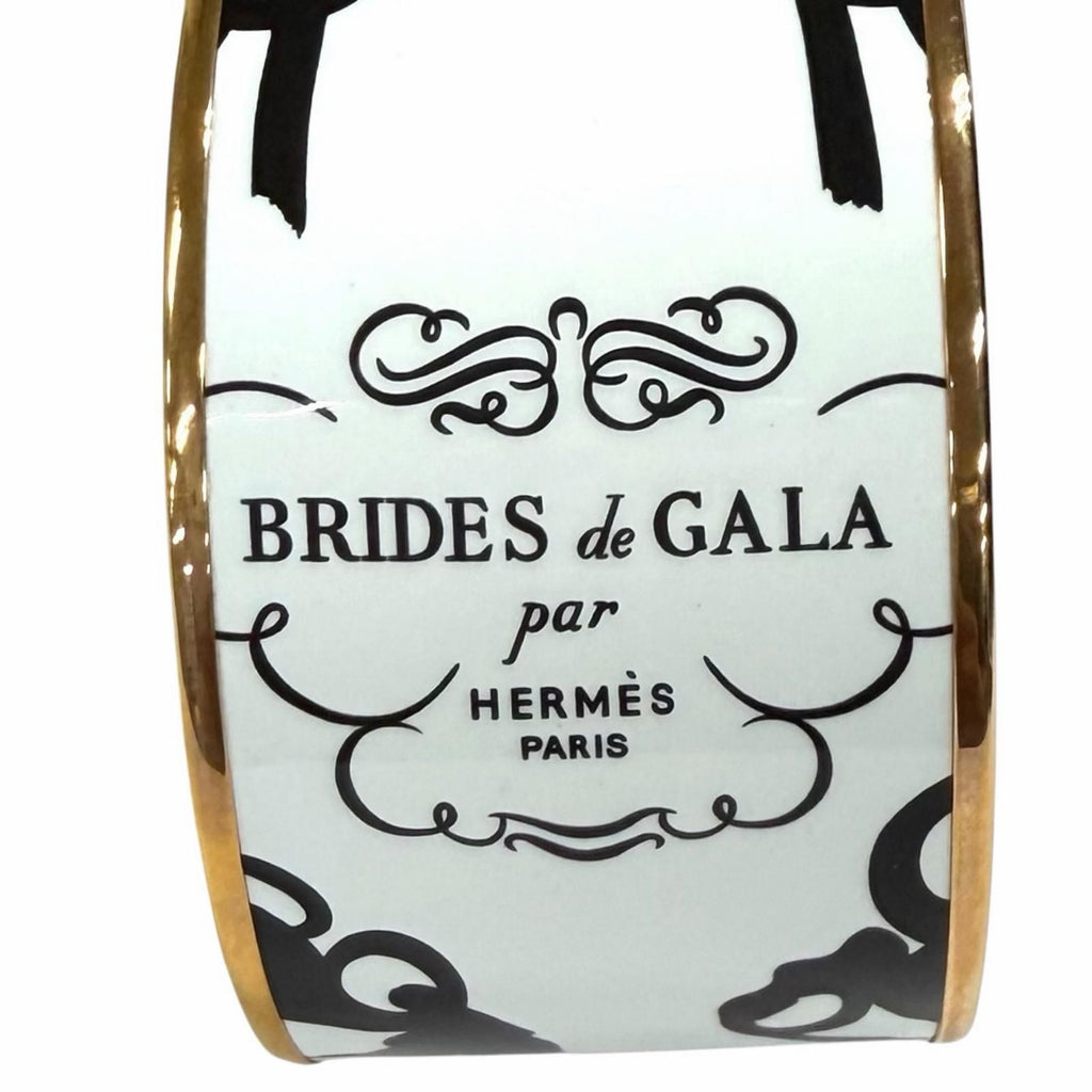 Hermes Brides de Gala Tattoo Pink Gold Bangle White Black XL Bracelet — view 5