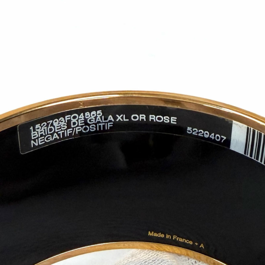 Hermes Brides de Gala Tattoo Pink Gold Bangle White Black XL Bracelet — view 7
