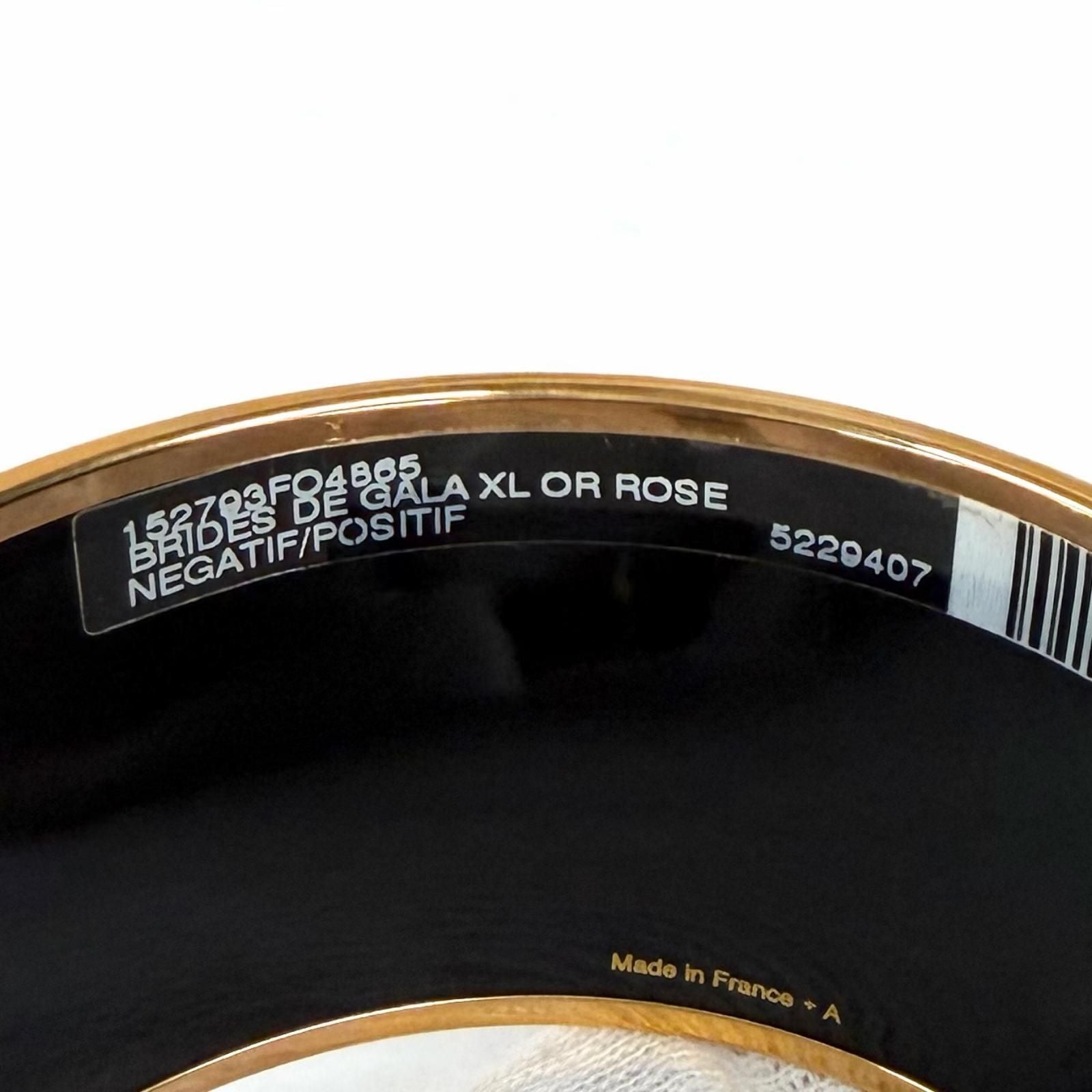 Hermes Brides de Gala Tattoo Pink Gold Bangle White Black XL Bracelet — view 7