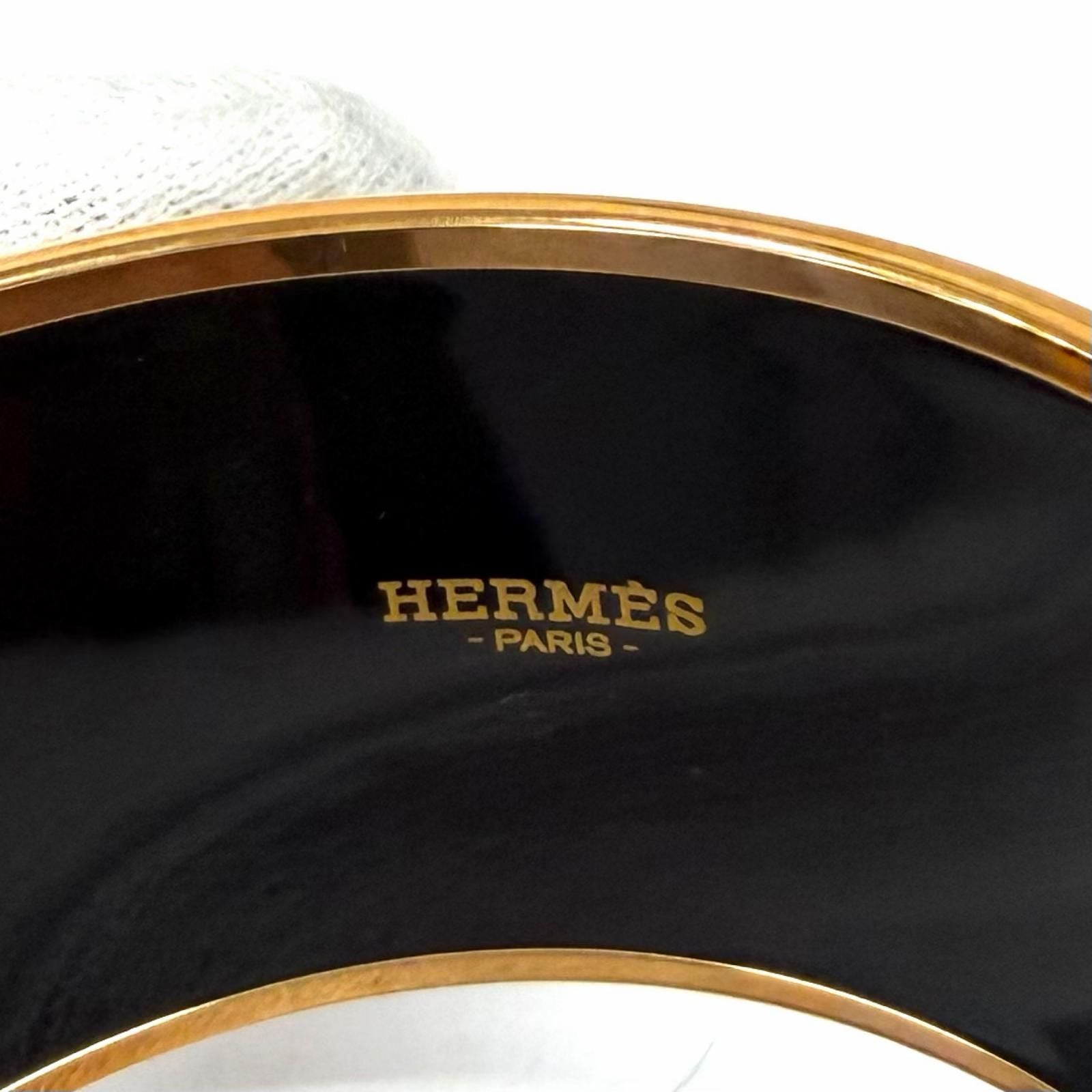 Hermes Brides de Gala Tattoo Pink Gold Bangle White Black XL Bracelet — view 6