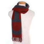 Hermes Grand Mall Cashmere Fringe Scarf Bicolor Brown Gray — view 4