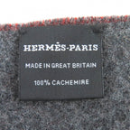 Hermes Grand Mall Cashmere Fringe Scarf Bicolor Brown Gray — view 8