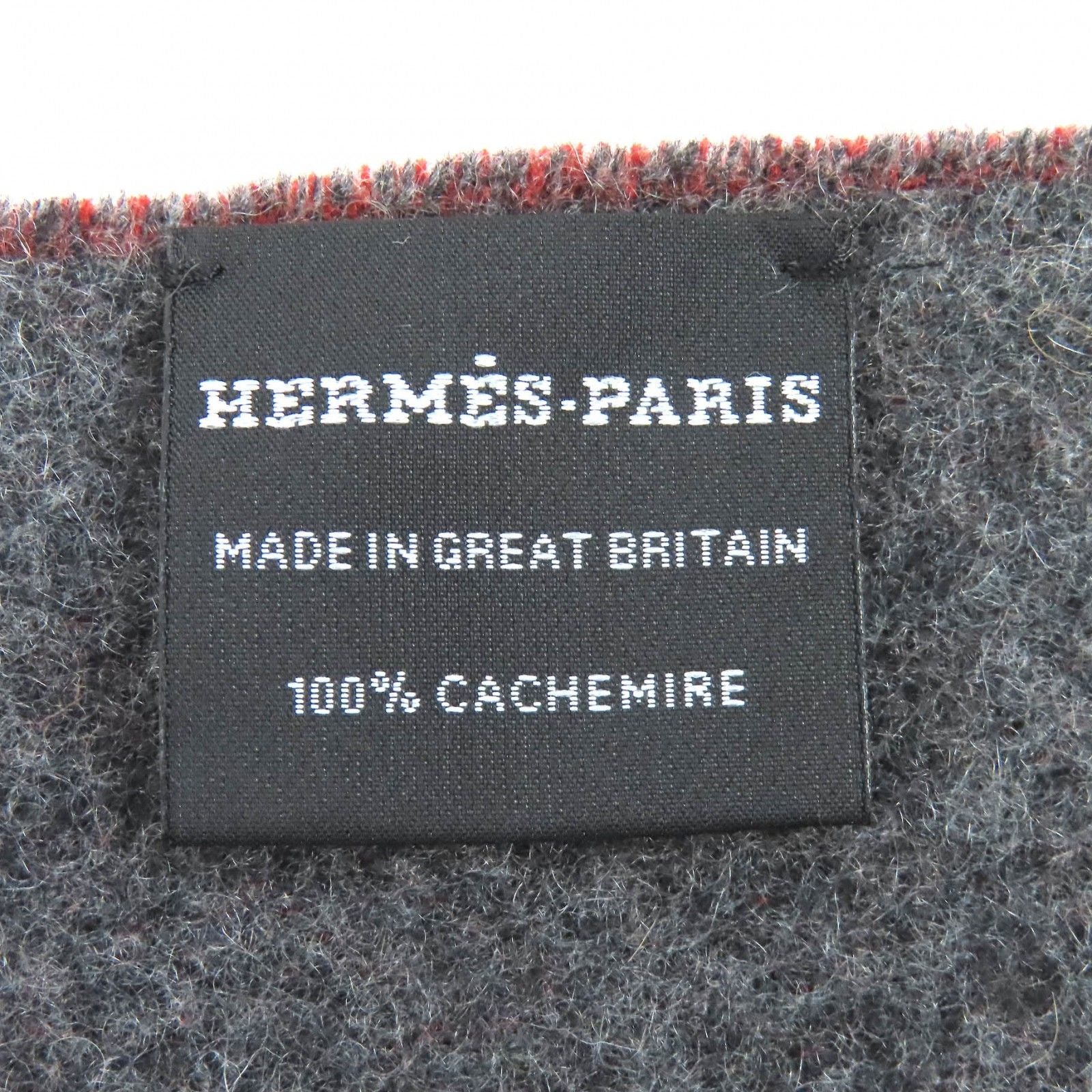 Hermes Grand Mall Cashmere Fringe Scarf Bicolor Brown Gray — view 8