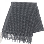 Dior Homme Silk 100% Oblique Logo All Over Pattern Large Shawl Fringe Scarf